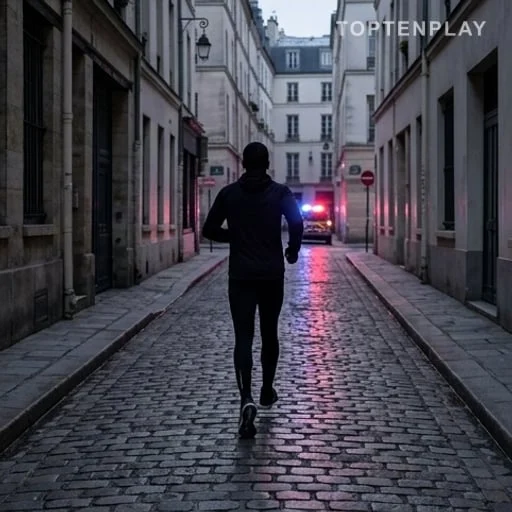 Silhouette fuyant une rue sécurisée après une attaque