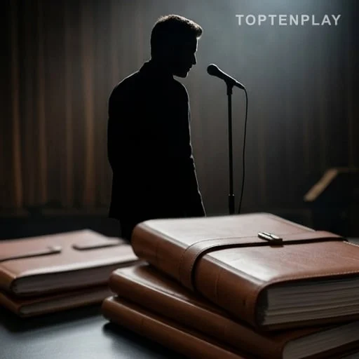 Silhouette d’un chanteur derrière plusieurs dossiers de justice