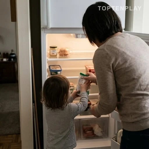 Parent isolé rangeant des courses avec son enfant