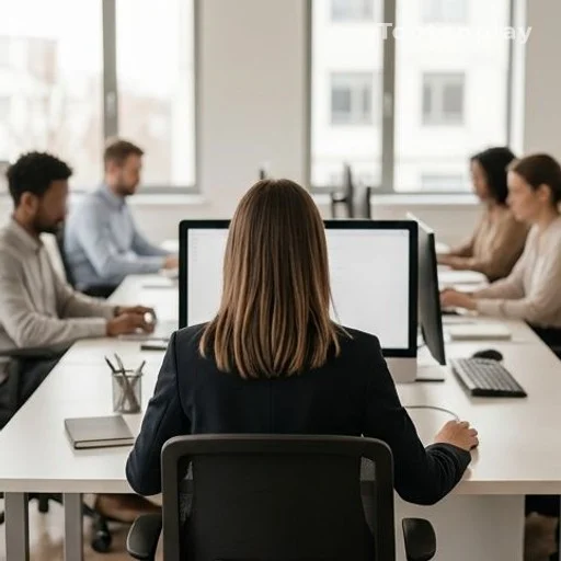 Jeune salariée de retour au bureau après un congé maternité