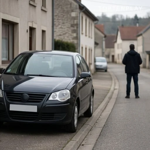 Voiture sombre retrouvée près d’une rue de village