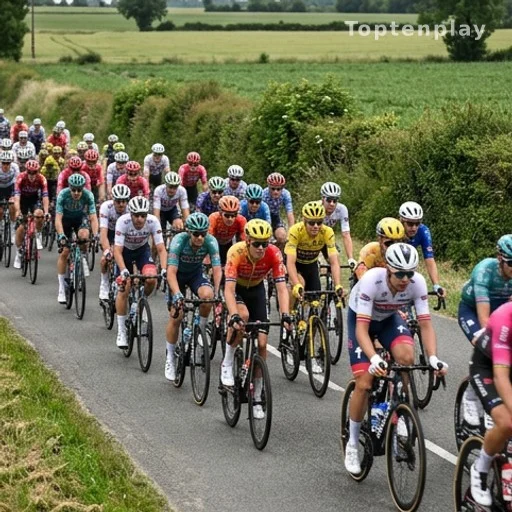 Peloton cycliste en plein effort lors d'une étape du Tour de France 2026