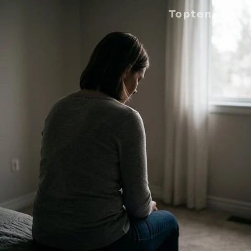 Silhouette d'une mère en deuil assise face à une fenêtre lumineuse
