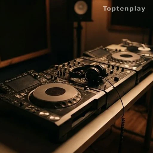 Platines de DJ et table de mixage dans un studio musical