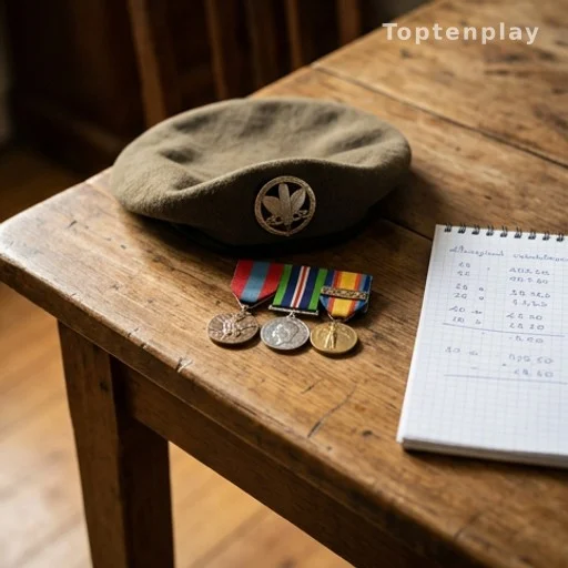 Béret militaire et médailles posés près d'un carnet de calcul de bonification retraite