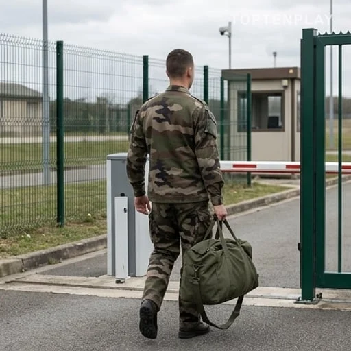 Militaire de dos quittant sa base avant sa retraite