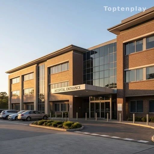Entrée d'un hôpital privé à Sydney où Sam Neill a été soigné