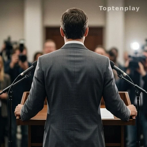 Silhouette d'un homme à un pupitre de conférence de presse, hommage public