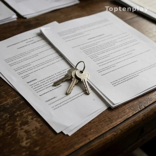 Documents juridiques et clés de propriété sur un bureau, procédure d'expulsion