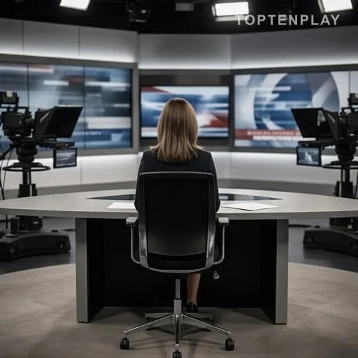 Présentatrice de télévision annonçant une disparition en direct