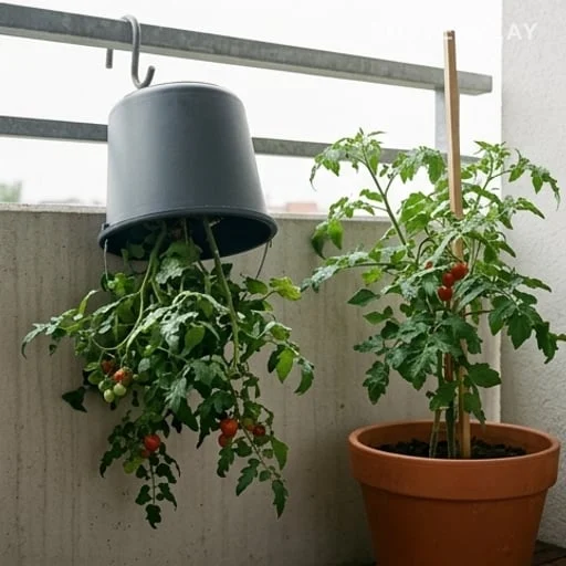 Plant inversé comparé à un pot de tomates classique