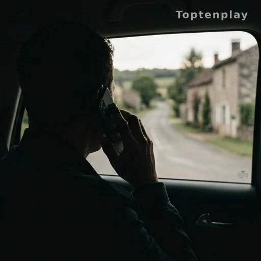Silhouette d'une personne téléphonant depuis l'intérieur d'une voiture en déplacement