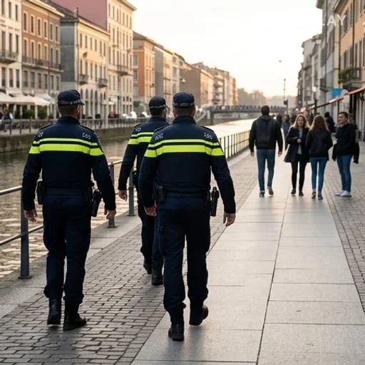 Scène de sécurité publique sur un quai de canal