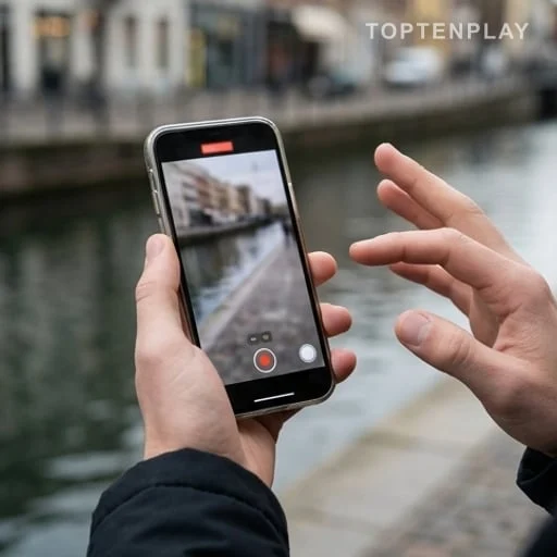 Main consultant une vidéo sur réseaux sociaux