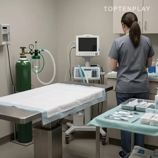 Salle vétérinaire équipée pour soigner un petit chien