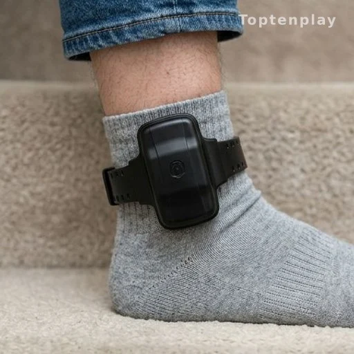Bracelet électronique de surveillance porté à la cheville, peine de justice alternative