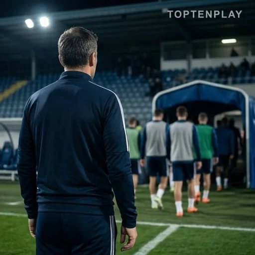 Sélectionneur de dos au bord du terrain après un match