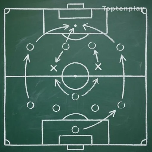 Schéma tactique de football en 4-3-3 dessiné sur un tableau