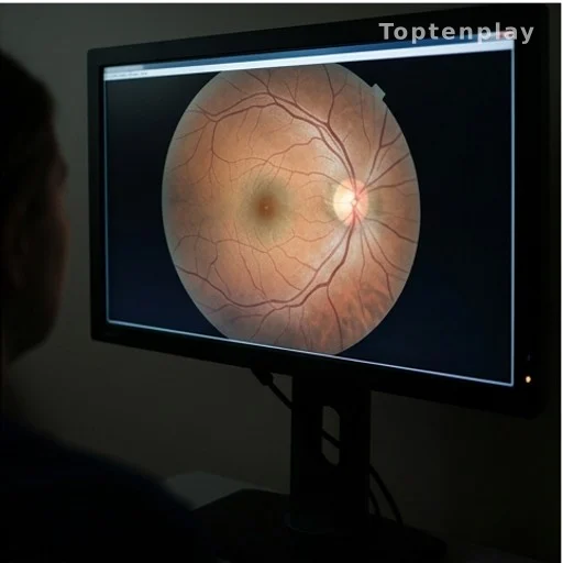 Examen de rétine affiché sur un écran médical dans un cabinet d'ophtalmologie