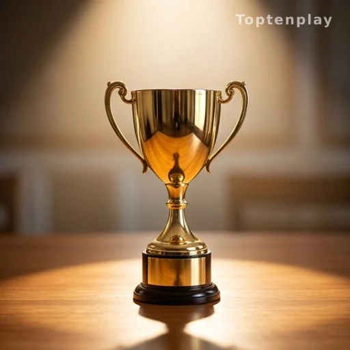 Trophée doré posé sur une table, symbole d'un record battu