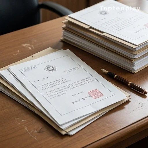 Pile de dossiers judiciaires et documents officiels tamponnés sur un bureau