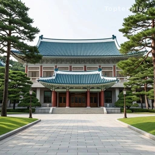 Façade d'une résidence officielle de style présidentiel coréen traditionnel