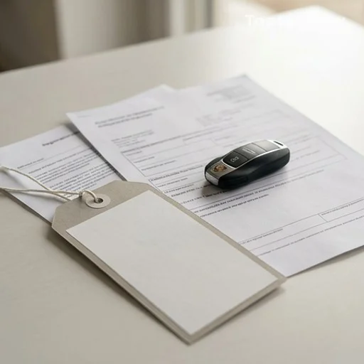 Documents d'homologation et clé de véhicule électrique posés sur un bureau, illustration du prix et de la fiscalité