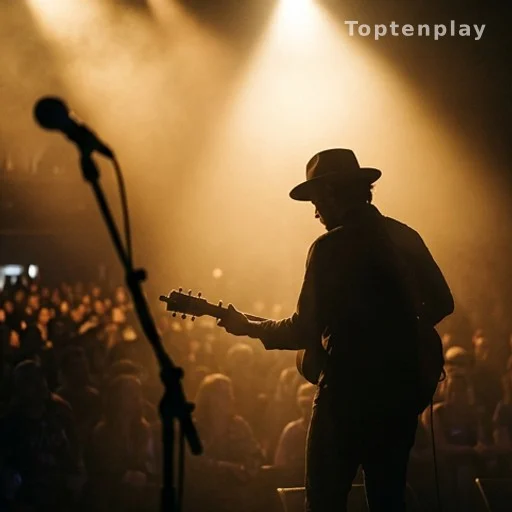 Silhouette d'un musicien sur scène sous les projecteurs lors d'un concert