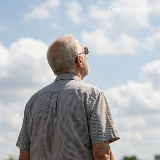 Homme âgé de dos regardant le ciel lors d'une éclipse solaire