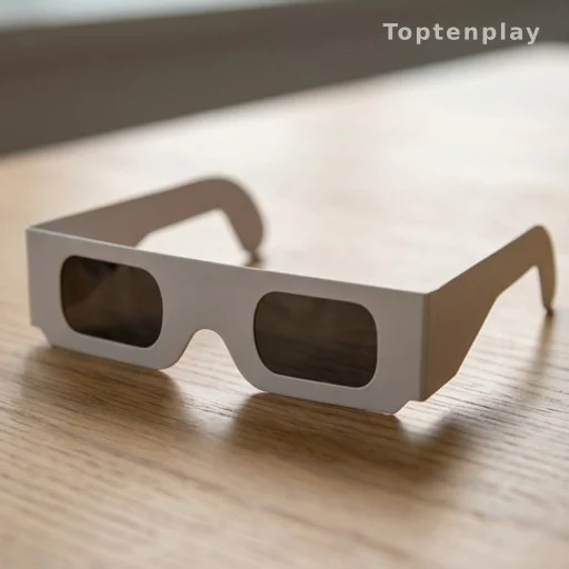 Lunettes d'observation solaire homologuées posées sur une surface en bois