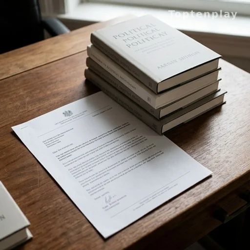 Livres empilés sur un bureau à côté d'un document administratif officiel