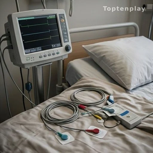 Équipement médical hospitalier avec câbles d'électrodes déconnectés