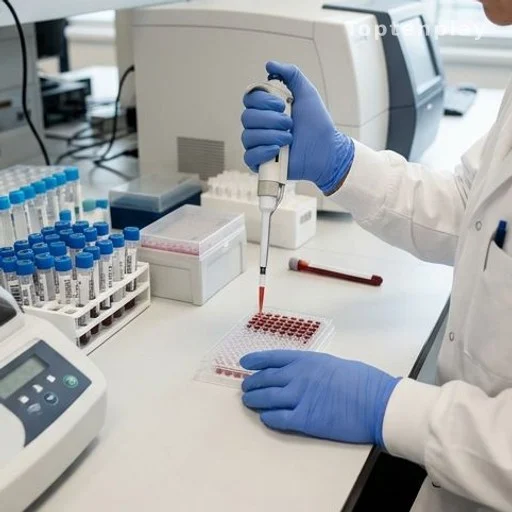 Chercheur analysant un échantillon sanguin dans un laboratoire de génétique