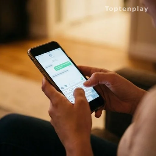 Mains de femme tenant un smartphone, annonce publique sur les réseaux sociaux