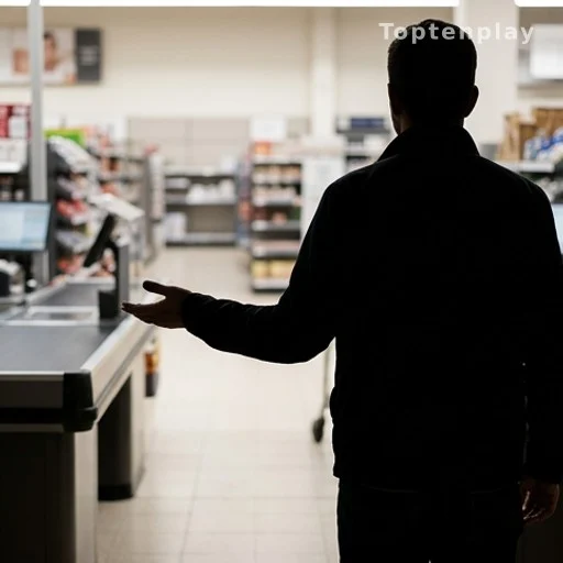 Silhouette d'une personne invitant un autre client à passer devant à la caisse