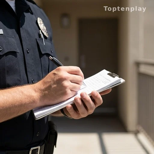 Policier prenant des notes lors d'une intervention pour maltraitance animale