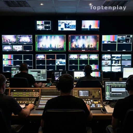 Régie technique d'un plateau de production télévisée lors d'un événement en direct