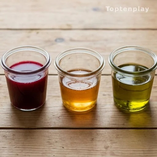 Jus de radis noir, miel et huile d'olive posés sur une surface en bois