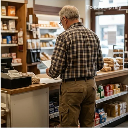Senior travaillant dans un commerce, illustrant le cumul emploi-retraite entre 64 et 67 ans