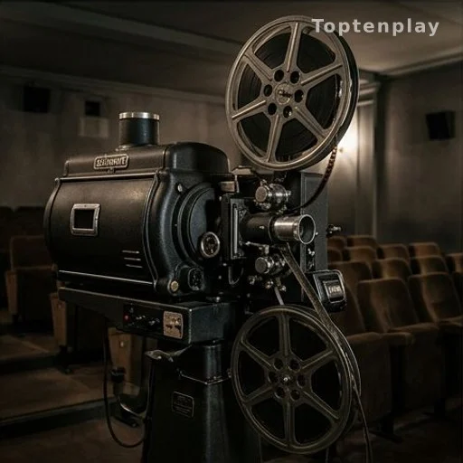 Projecteur de cinéma vintage dans une salle de projection ancienne