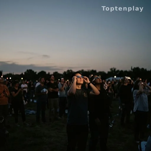 Foule observant une éclipse solaire avec des lunettes de protection