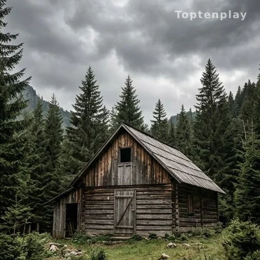Cabane en bois isolée en montagne, décor du court-métrage Bzzz