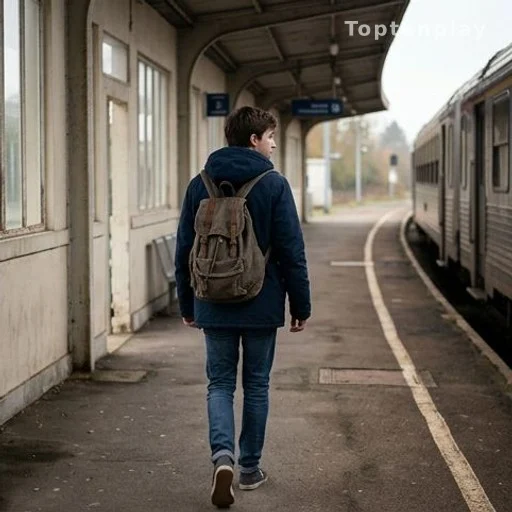 Silhouette d'une adolescente de dos sur un quai de gare française