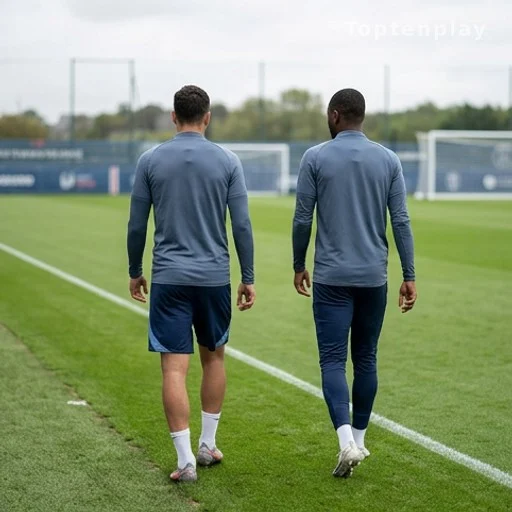 Deux joueurs de football espagnols à l'entraînement après le Mondial 2026