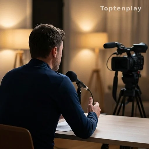 Entraîneur de football en direct sur une plateforme de streaming, vu de dos