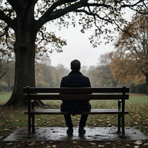 Silhouette d'un homme seul dans un jardin, évoquant une réflexion personnelle