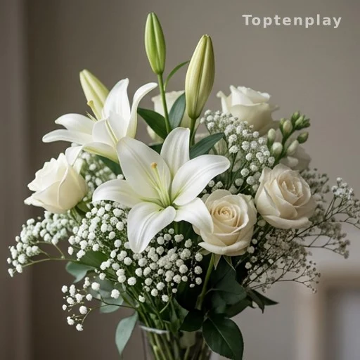 Bouquet de fleurs blanches en hommage à une actrice décédée