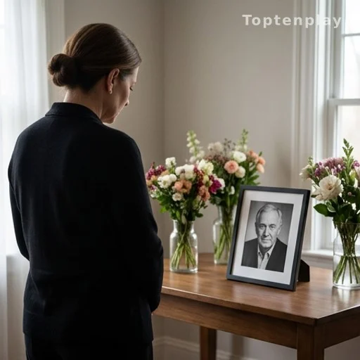 Hommage silencieux avec fleurs et photo encadrée sur une table