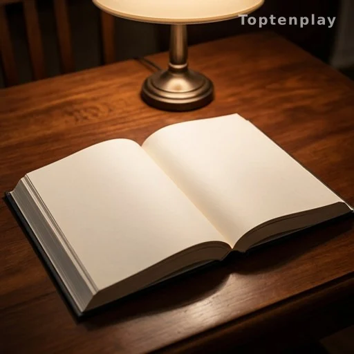 Livre de mémoires ouvert sur une table en bois, lumière douce