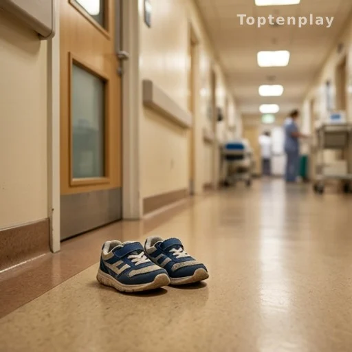 Chaussures de course d'un enfant dans un couloir d'hôpital